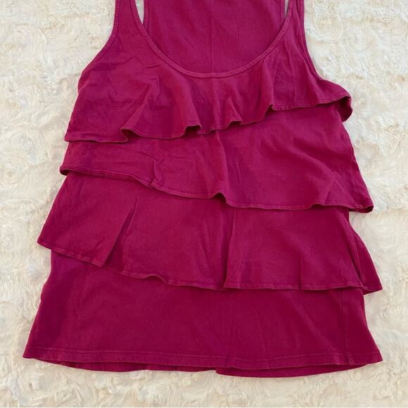 Velvet by Graham & Spencer Pink Ruffle Tiered Tank Top Size Small Women - Picture 2 of 8